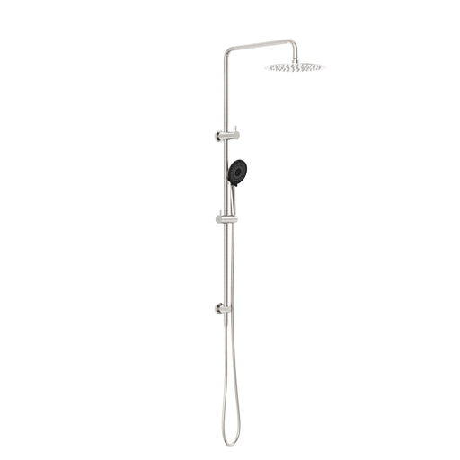 NERO ROUND PROJECT TWIN SHOWER 4 STAR RATING BRUSHED NICKEL - Ideal Bathroom CentreNR232105fBN