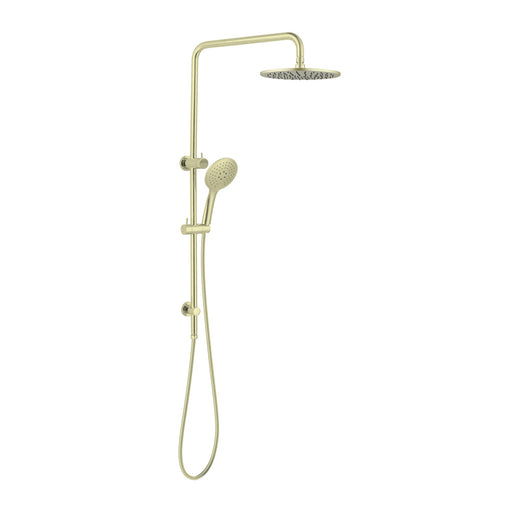 NERO ROUND TWIN SHOWER BRUSHED GOLD - Ideal Bathroom CentreNR250805aBG