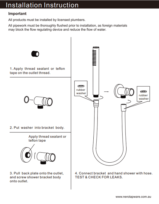 NERO SLIM SHOWER ON BRACKET GUN METAL - Ideal Bathroom CentreNR307GM