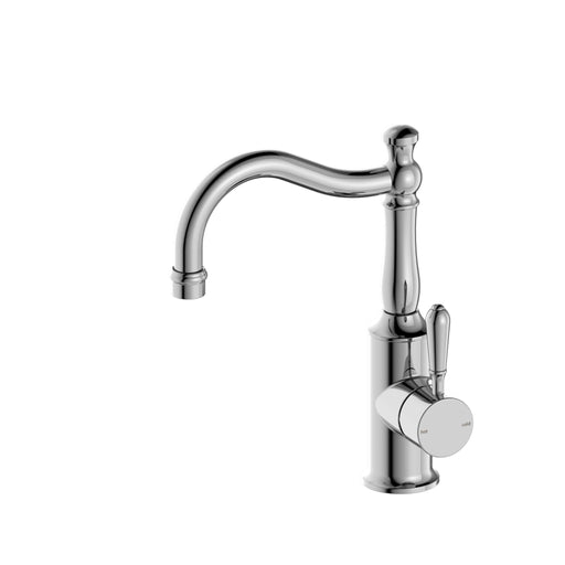 NERO YORK BASIN MIXER HOOK SPOUT WITH METAL LEVER CHROME - Ideal Bathroom CentreNR69210202CH