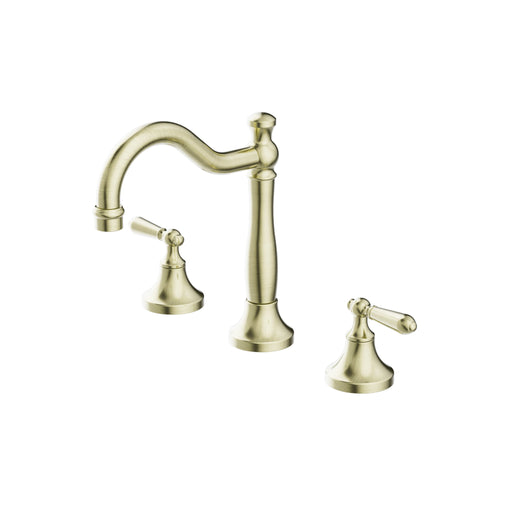 NERO YORK BASIN SET WITH METAL LEVER AGED BRASS - Ideal Bathroom CentreNR692102a02AB