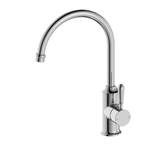 NERO YORK KITCHEN MIXER GOOSNECK SPOUT WITH METAL LEVER CHROME - Ideal Bathroom CentreNR69210602CH