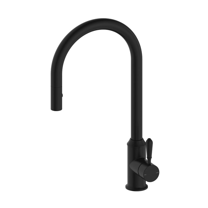 NERO YORK PULL OUT SINK MIXER WITH VEGIE SPRAY FUNCTION WITH METAL LEVER MATTE BLACK - Ideal Bathroom CentreNR69210802MB