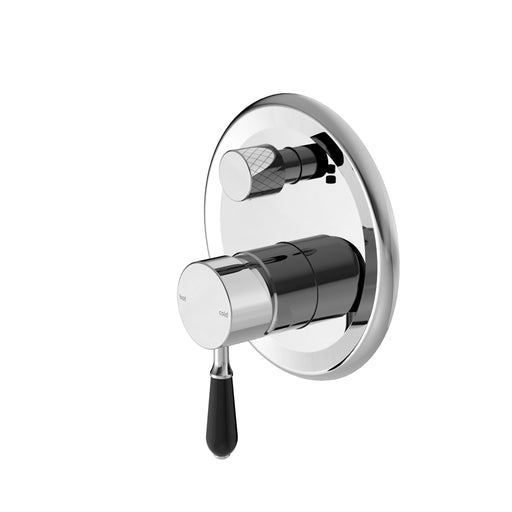 NERO YORK SHOWER MIXER WITH DIVERTOR WITH BLACK PORCELAIN LEVER CHROME - Ideal Bathroom CentreNR692109a03CH