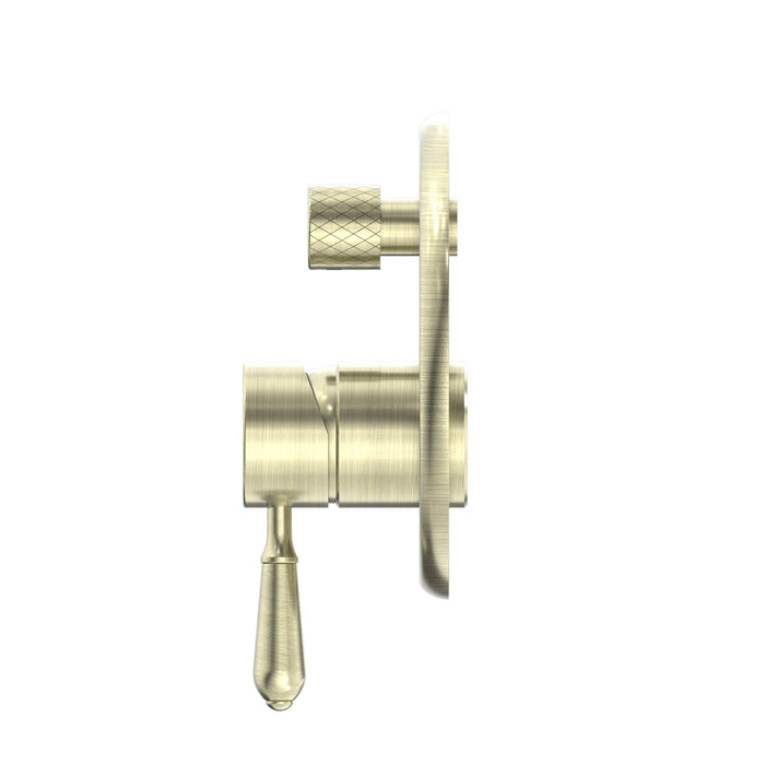 NERO YORK SHOWER MIXER WITH DIVERTOR WITH METAL LEVER AGED BRASS - Ideal Bathroom CentreNR692109a02AB