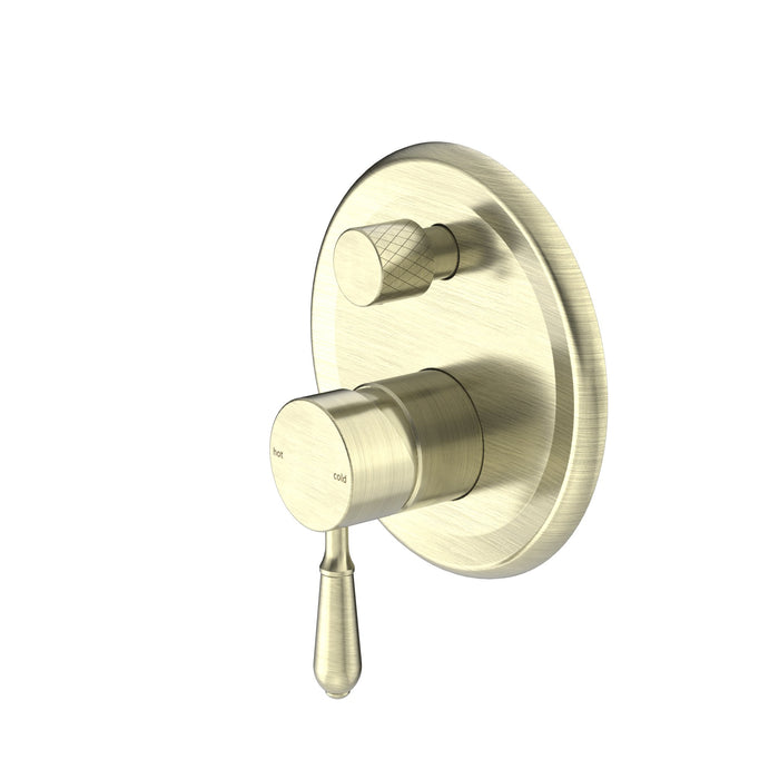 NERO YORK SHOWER MIXER WITH DIVERTOR WITH METAL LEVER AGED BRASS - Ideal Bathroom CentreNR692109a02AB