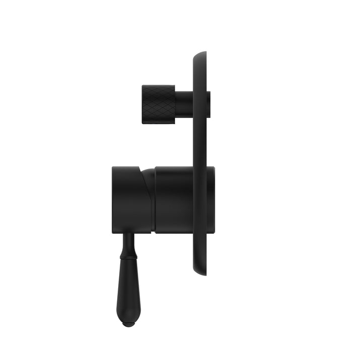 NERO YORK SHOWER MIXER WITH DIVERTOR WITH METAL LEVER MATTE BLACK - Ideal Bathroom CentreNR692109a02MB