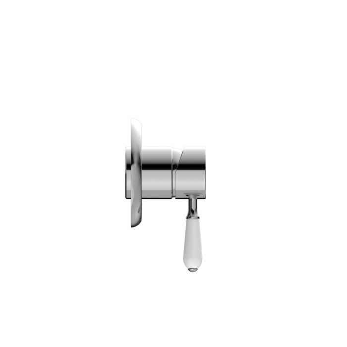 NERO YORK SHOWER MIXER WITH WHITE PORCELAIN LEVER CHROME - Ideal Bathroom CentreNR69210901CH