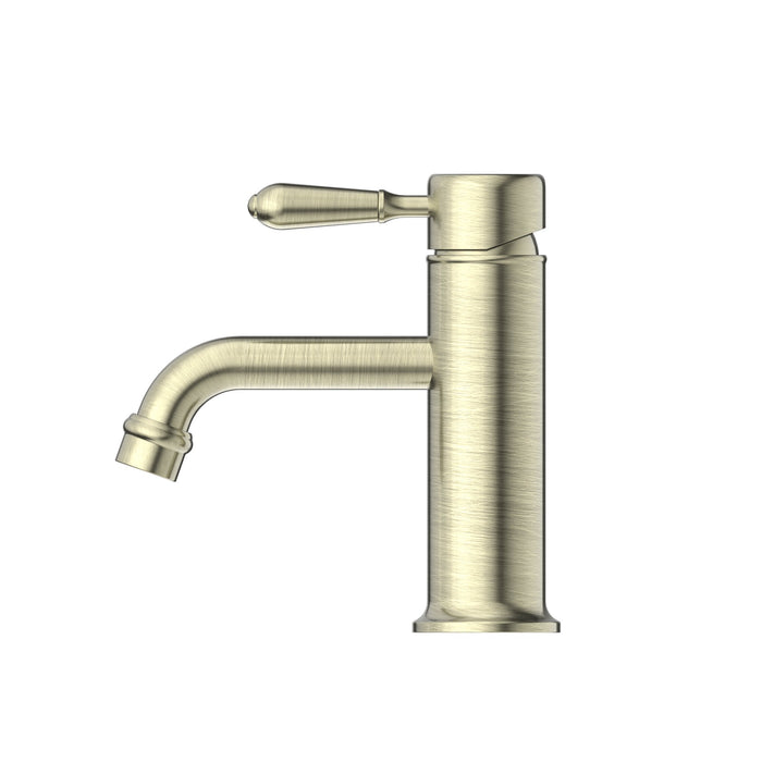 NERO YORK STRAIGHT BASIN MIXER WITH METAL LEVER AGED BRASS - Ideal Bathroom CentreNR692101b02AB