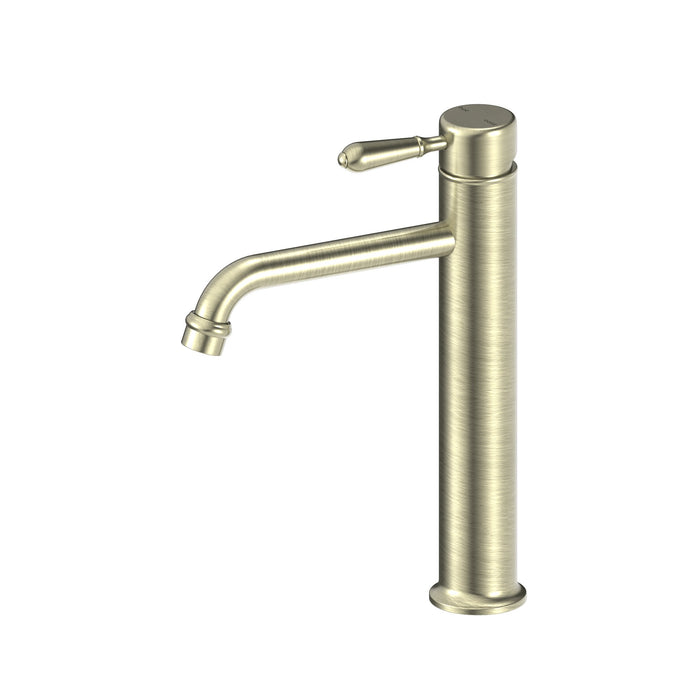 NERO YORK STRAIGHT TALL BASIN MIXER WITH METAL LEVER AGED BRASS - Ideal Bathroom CentreNR692101a02AB