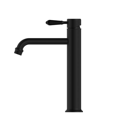 NERO YORK STRAIGHT TALL BASIN MIXER WITH METAL LEVER MATTE BLACK - Ideal Bathroom CentreNR692101a02MB