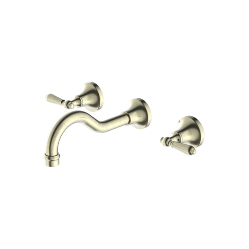 NERO YORK WALL BASIN SET WITH METAL LEVER AGED BRASS - Ideal Bathroom CentreNR692107a02AB
