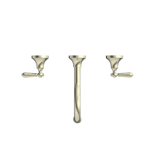 NERO YORK WALL BASIN SET WITH METAL LEVER AGED BRASS - Ideal Bathroom CentreNR692107a02AB