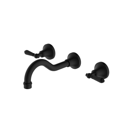NERO YORK WALL BASIN SET WITH METAL LEVER MATTE BLACK - Ideal Bathroom CentreNR692107a02MB