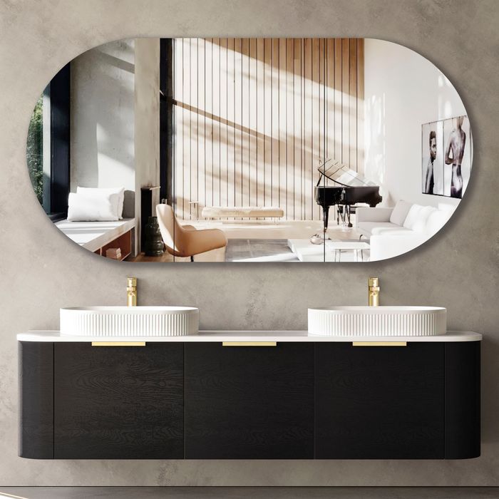Otti Bondi Wave 1800mm Wall Hung Vanity - Ideal Bathroom CentreBO1800BSTWHITEBlack OakQuartz Stone Pure White
