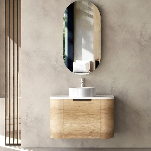Otti Bondi Wave 750mm Wall Hung Vanity - Ideal Bathroom CentreBO750NSTWHITENatrual OakQuartz Stone Pure White