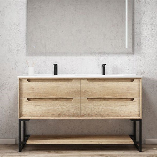 Otti Byron 1500mm Vanity Natural Oak - Ideal Bathroom CentreBY1500N-3Freestanding On LegsCeramic Top