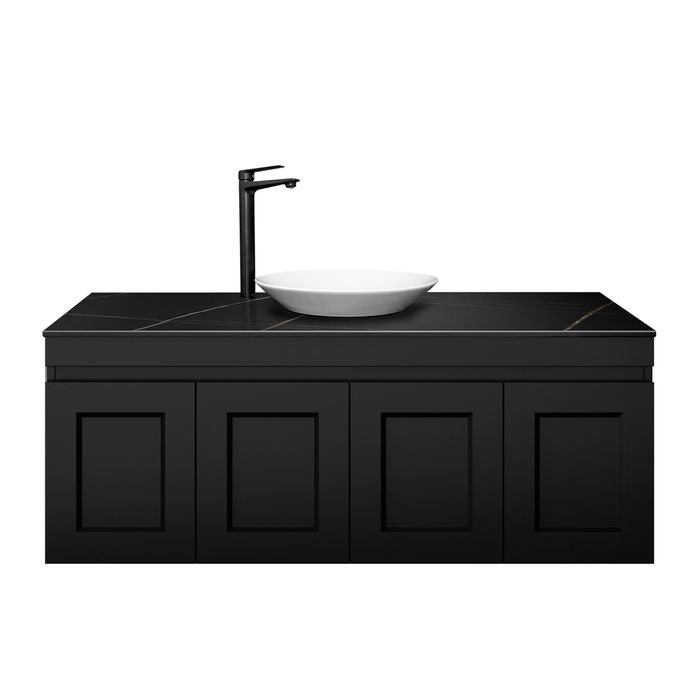 Otti Hampton Mark II 1200mm Wall Hung Vanity with Stone Top - Ideal Bathroom CentreHPM1200B7Matte Black20mm Stone TopAbove Counter Top