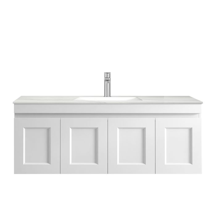 Otti Hampton Mark II 1200mm Wall Hung Vanity with Stone Top - Ideal Bathroom CentreHPM1200W5Matte White20mm Stone TopUnder Counter top