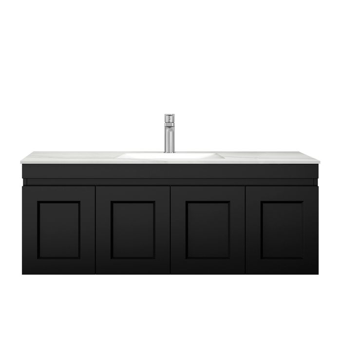 Otti Hampton Mark II 1200mm Wall Hung Vanity with Stone Top - Ideal Bathroom CentreHPM1200B11Matte Black20mm Stone TopUnder Counter top