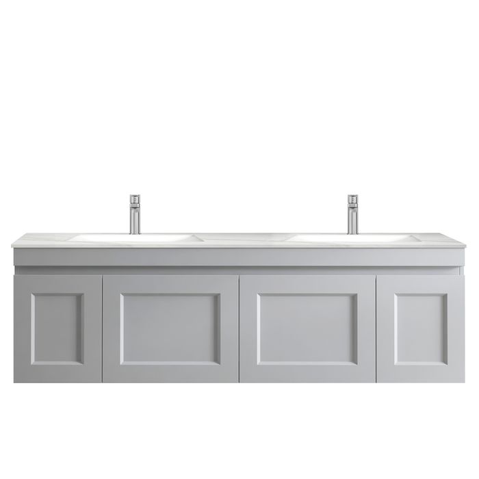 Otti Hampton Mark II 1500mm Wall Hung Vanity with Stone Top - Ideal Bathroom CentreHPM1500B17Matte Grey20mm Stone TopUnder Counter top