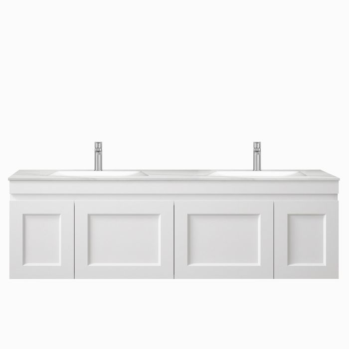 Otti Hampton Mark II 1500mm Wall Hung Vanity with Stone Top - Ideal Bathroom CentreHPM1500W5Matte White20mm Stone TopUnder Counter top