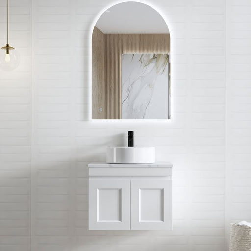 Otti Hampton Mark II 600mm Wall Hung Vanity with Stone Top - Ideal Bathroom CentreHPM600WMatte White20mm Stone TopAbove Counter Top