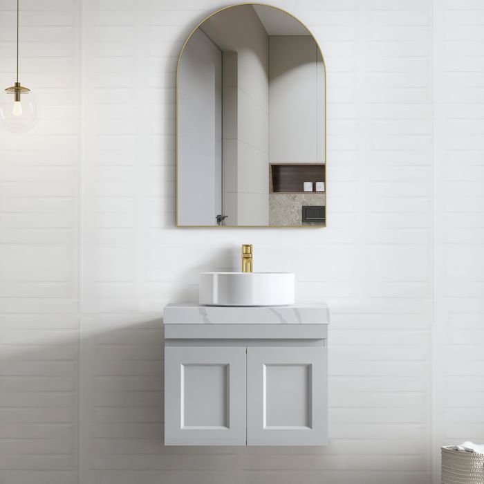 Otti Hampton Mark II 600mm Wall Hung Vanity with Stone Top - Ideal Bathroom CentreHPM600BMatte Grey60mm Stone TopAbove Counter Top