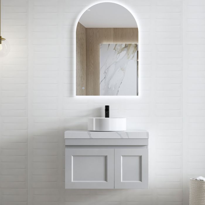 Otti Hampton Mark II 750mm Wall Hung Vanity with Stone Top - Ideal Bathroom CentreHPM750B15Matte Grey60mm Stone TopAbove Counter Top