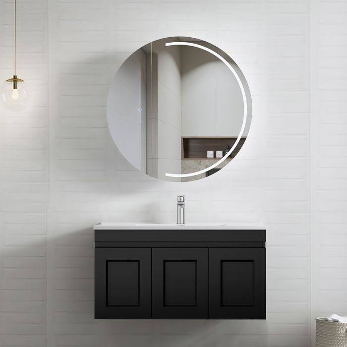 Otti Hampton Mark II 900mm Wall Hung Vanity With Ceramic Top - Ideal Bathroom CentreHPM900BMatte Black