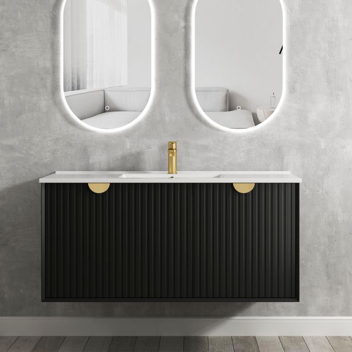 Otti Marlo 1200mm Wall Hung Vanity Matte Black - Ideal Bathroom CentreMA1200B1Wall HungCeramic Top