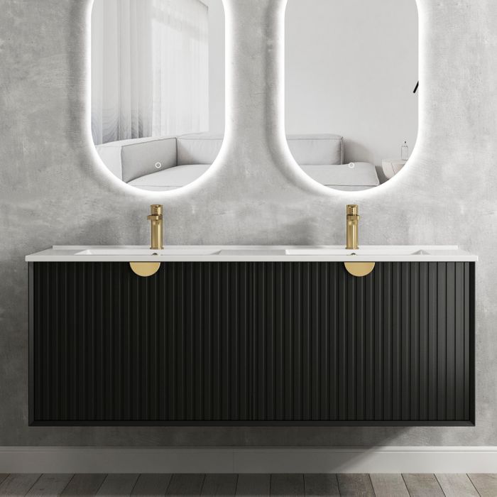 Otti Marlo 1500mm Wall Hung Vanity Matte Black - Ideal Bathroom CentreMA1500B1Wall HungCeramic Top