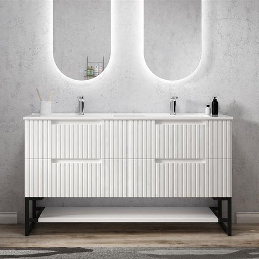 Otti Noosa 1500mm Vanity Matte White - Ideal Bathroom CentreNS1500W3Freestanding On LegsCeramic Top