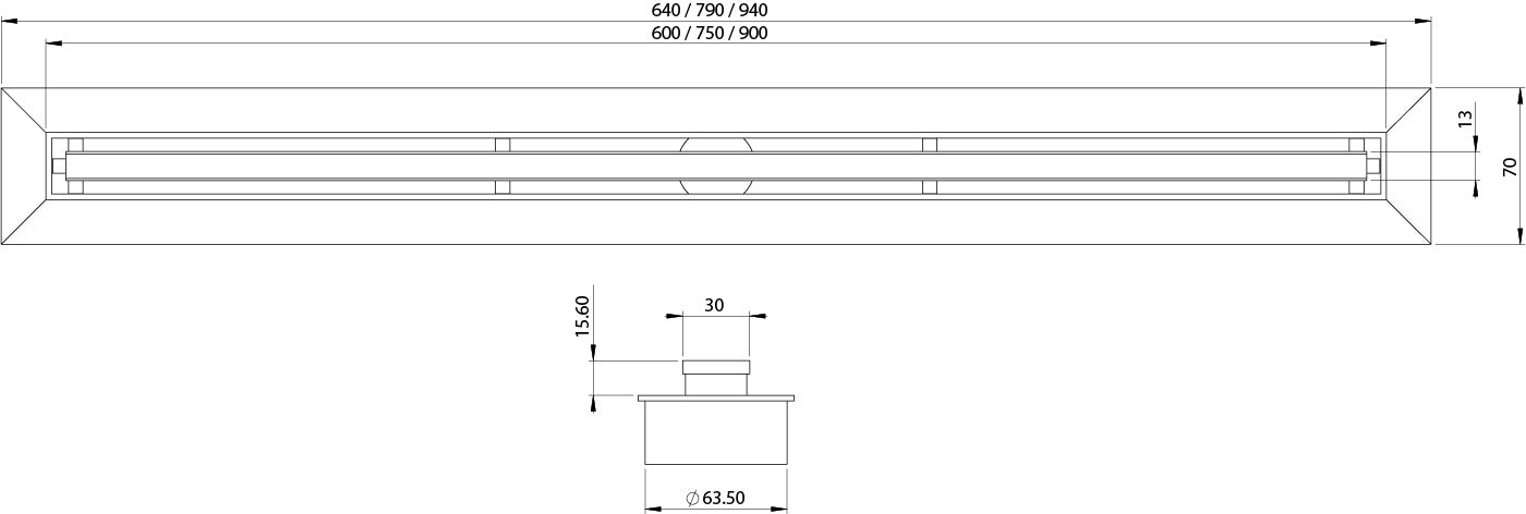 Phoenix Flat Slimline Channel Drain - Ideal Bathroom Centre205-4413-10Matte Black600mm