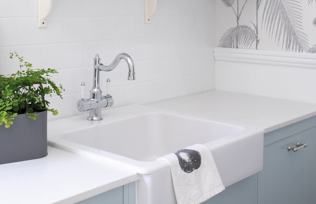 Phoenix Nostalgia Twin Handle Sink Mixer 220mm Shepherds Crook - Ideal Bathroom CentreNS714-62Chrome & White