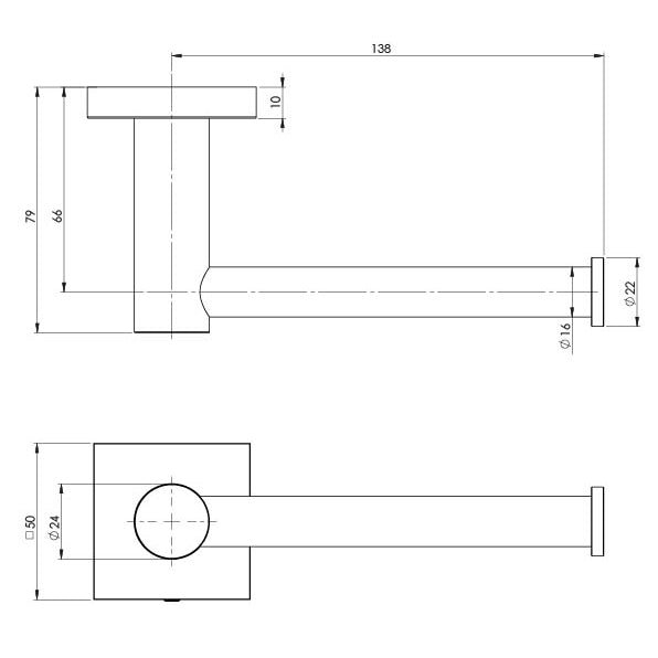 Phoenix Radii Toilet Roll Holder Square Plate - Ideal Bathroom CentreRS892GMGun Metal