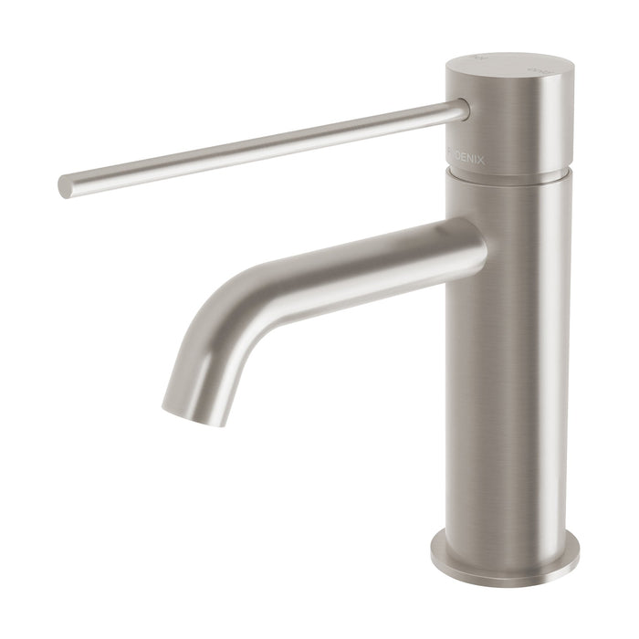 Phoenix Vivid Slimline Basin Mixer Curved Outlet with Extended Lever - Ideal Bathroom Centre114-7701-40Brushed Nickel
