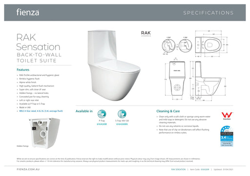 RAK Sensation Back To Wall Toilet Suite - Ideal Bathroom Centre616426W