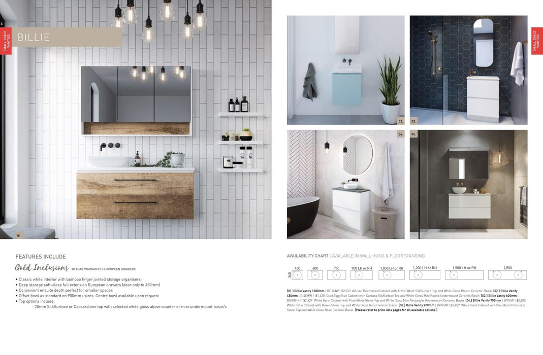 Timberline Billie 900mm Vanity - Ideal Bathroom CentreBI90MFFreestanding On KickboardSilk SurfaceAbove Counter Top