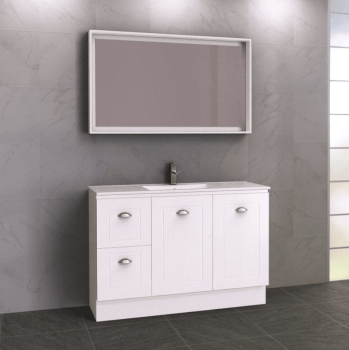 Timberline Nevada Classic 1200mm Vanity - Ideal Bathroom CentreNC12AFFreestanding On KickboardAlpha Ceramic Top