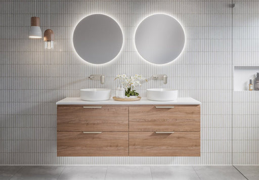 Timberline Nevada Plus 1800mm Wall Hung Vanity with Silk Surface Top & White Gloss Ceramic, Double Bowl - Ideal Bathroom CentreNEVP-V-1800-D-SSA-WWith White Gloss Above Counter Basins
