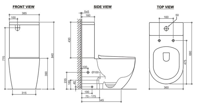 Voghera Tornado Back To Wall Toilet - Ideal Bathroom CentreIVTSPKVAP3Slim SeatR & T SystemP-Trap:180mm